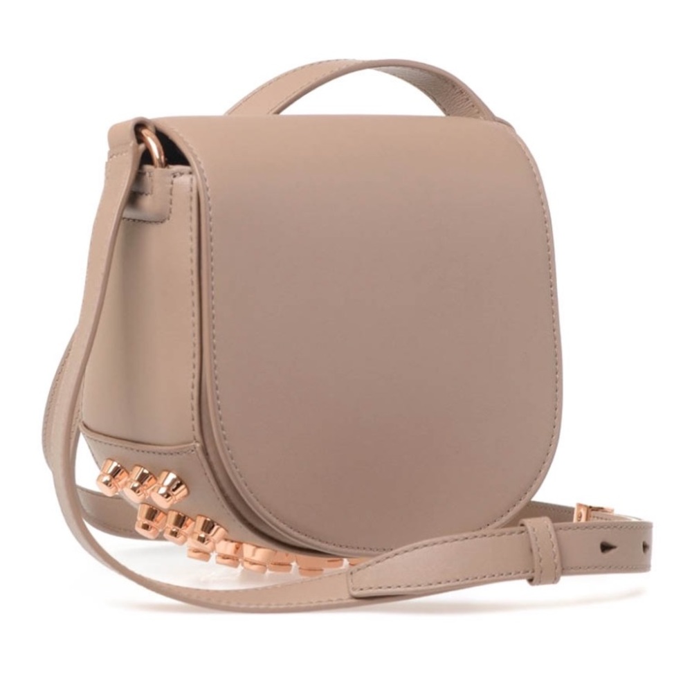 ALEXANDER WANG Taupe Pebbled Lambskin Leather Rose Gold Crossbody Messenger Bag - Picture 3 of 16